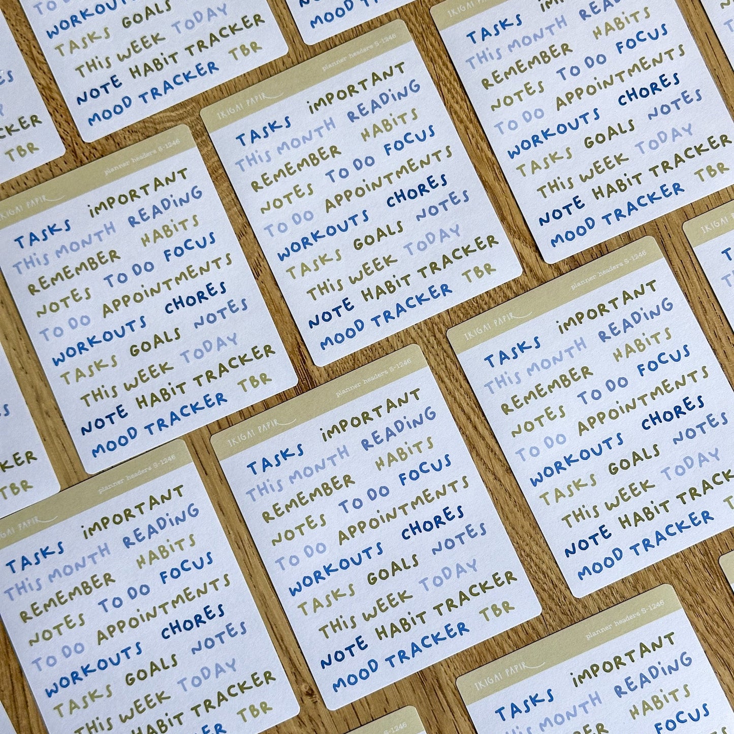 Planner Headers (Blue and Green) Sticker Sheet