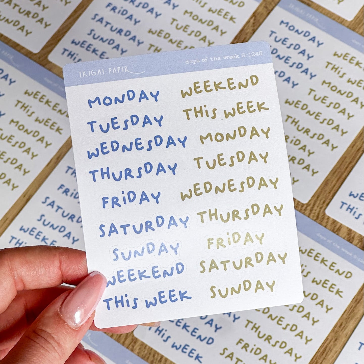 Days of the Week (Blue and Green) Sticker Sheet
