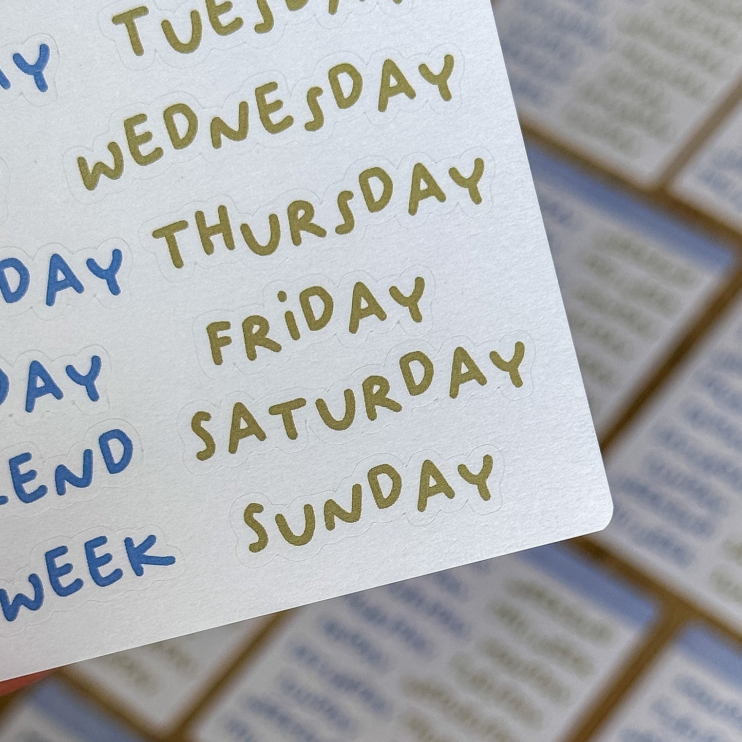 Days of the Week (Blue and Green) Sticker Sheet
