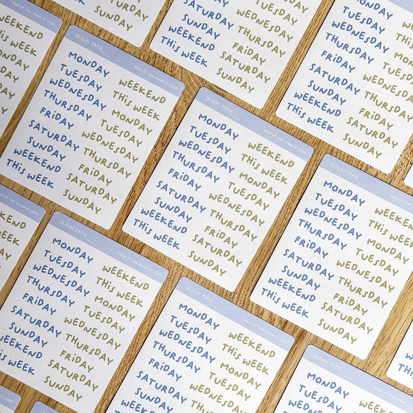 Days of the Week (Blue and Green) Sticker Sheet