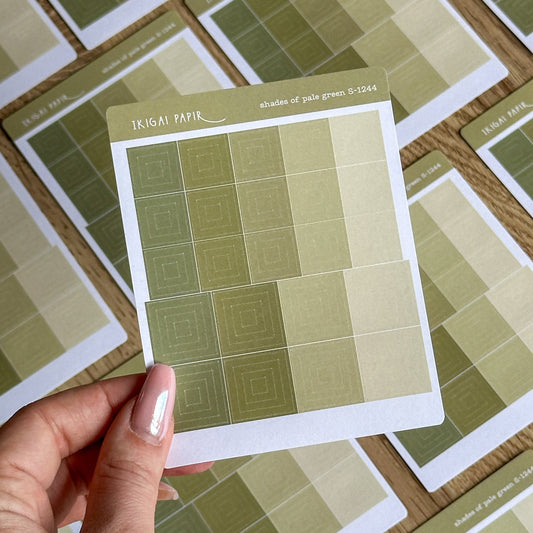 Shades of Pale Green (Squares) Sticker Sheet