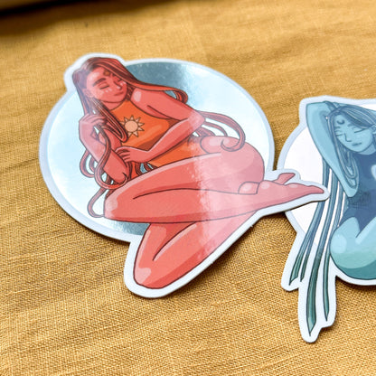 Goddess of the Sun Mirror Effect Vinyl Sticker