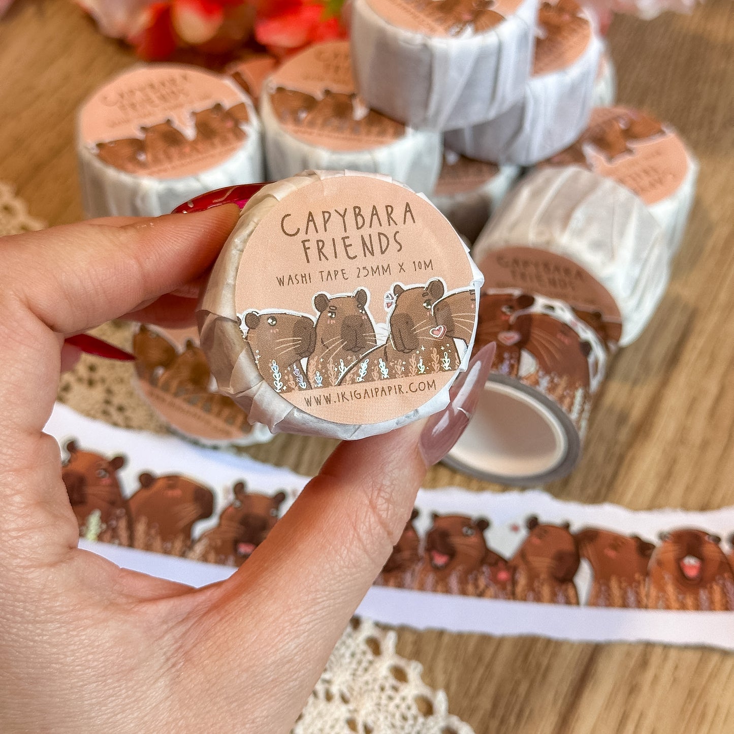 Capybara Friends Silver Foil Washi Tape