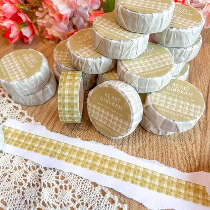 Green Heart Gingham Washi Tape