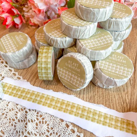Green Heart Gingham Washi Tape