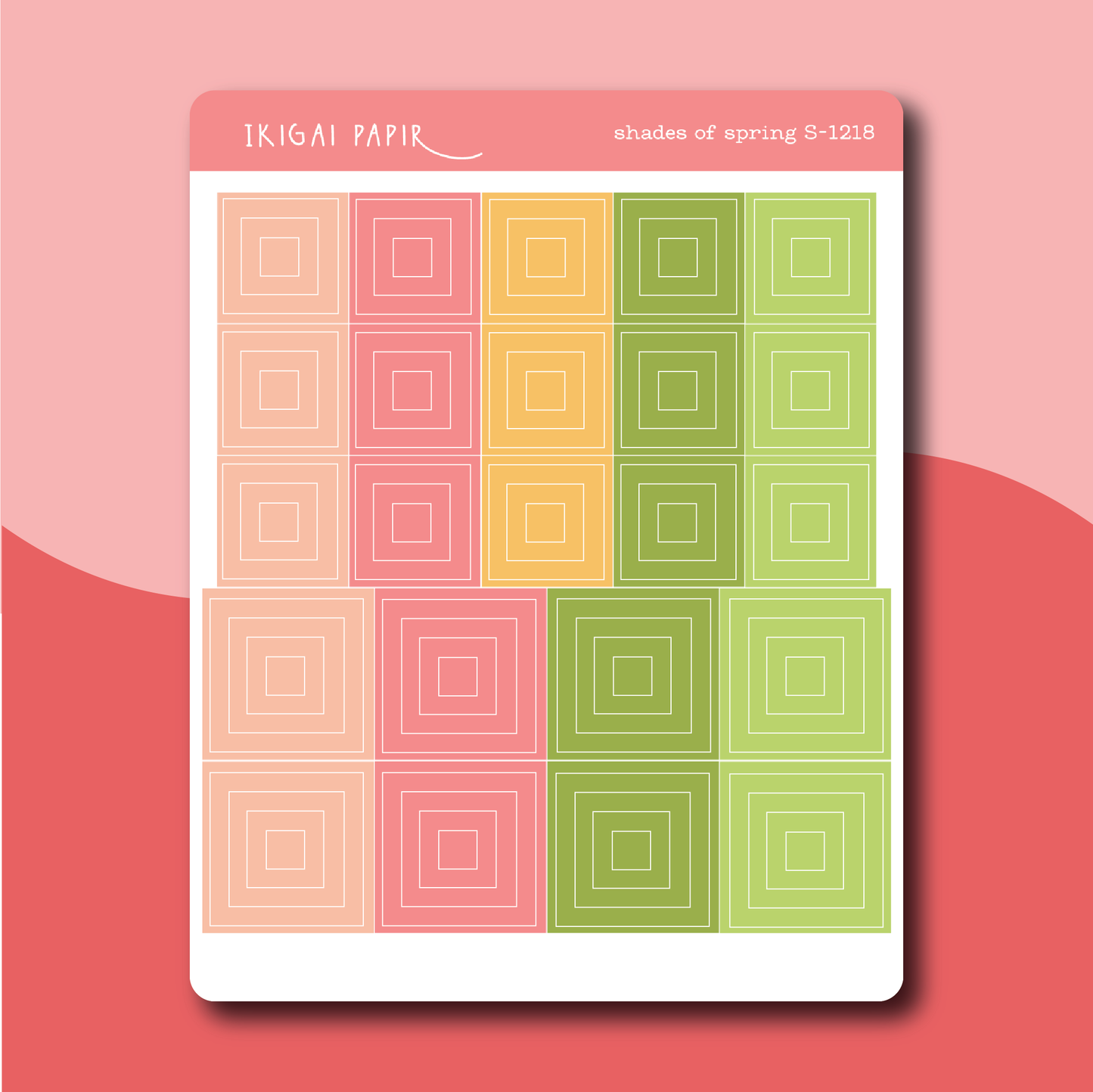Shades of Spring (Squares) Sticker Sheet