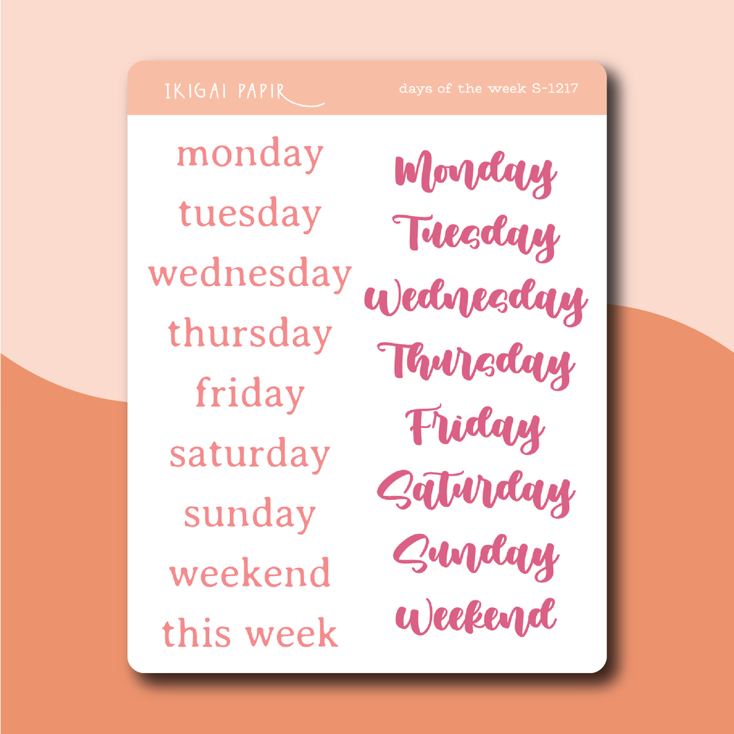 Days of the Week (Spring Florals) Sticker Sheet