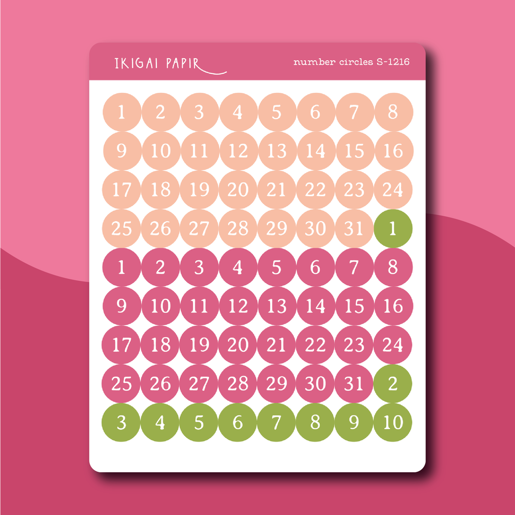 Number Circles (Spring Florals) Sticker Sheet