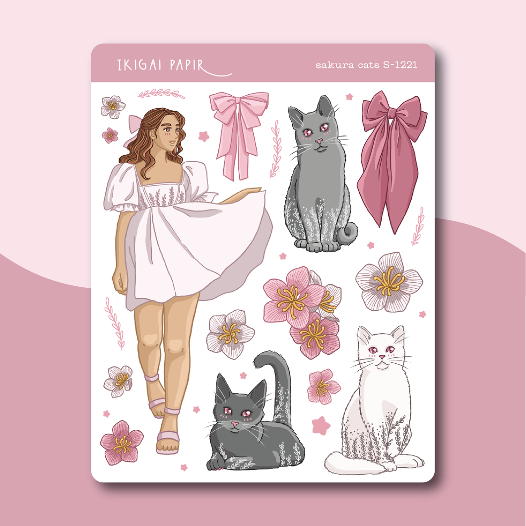 Sakura Cats Sticker Sheet