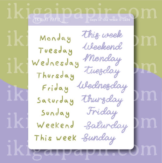 Days of the Week (Garden Party) Sticker Sheet