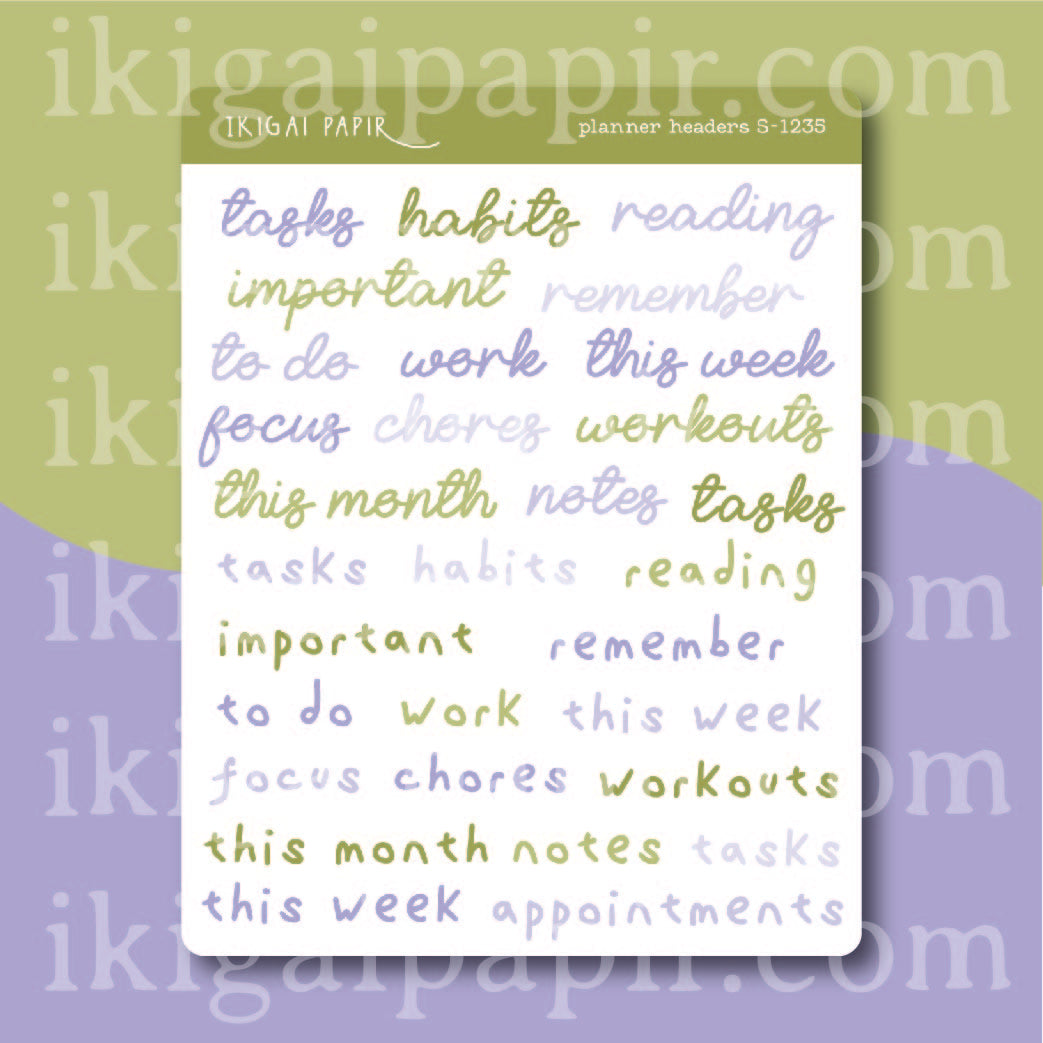 Planner Headers (Garden Party) Sticker Sheet – ikigaipapir