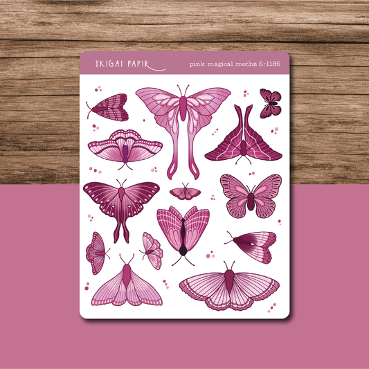 Pink Magical Moths Sticker Sheet