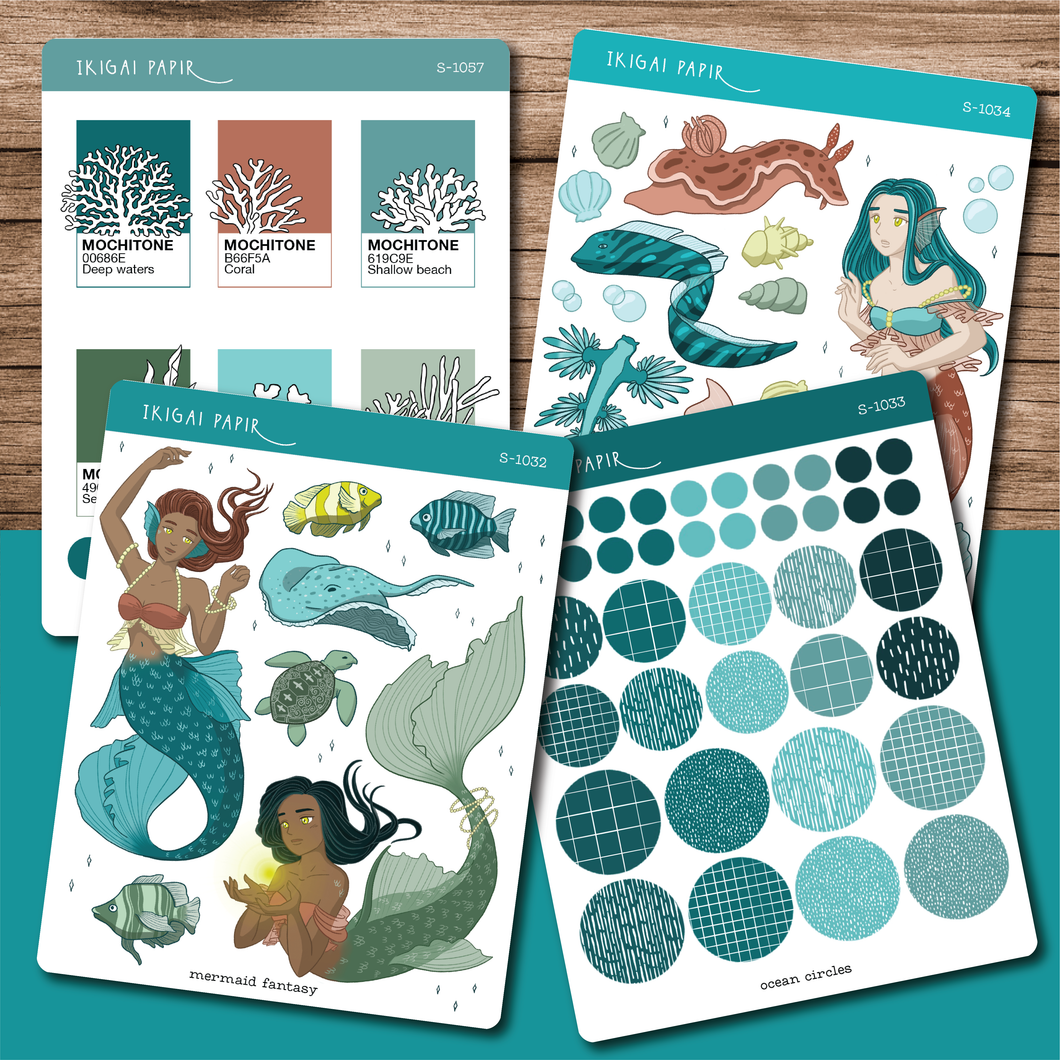 Mermaid Fantasy Sticker Sheet Bundle