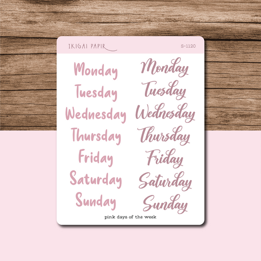 Days of the Week (Pink) Sticker Sheet