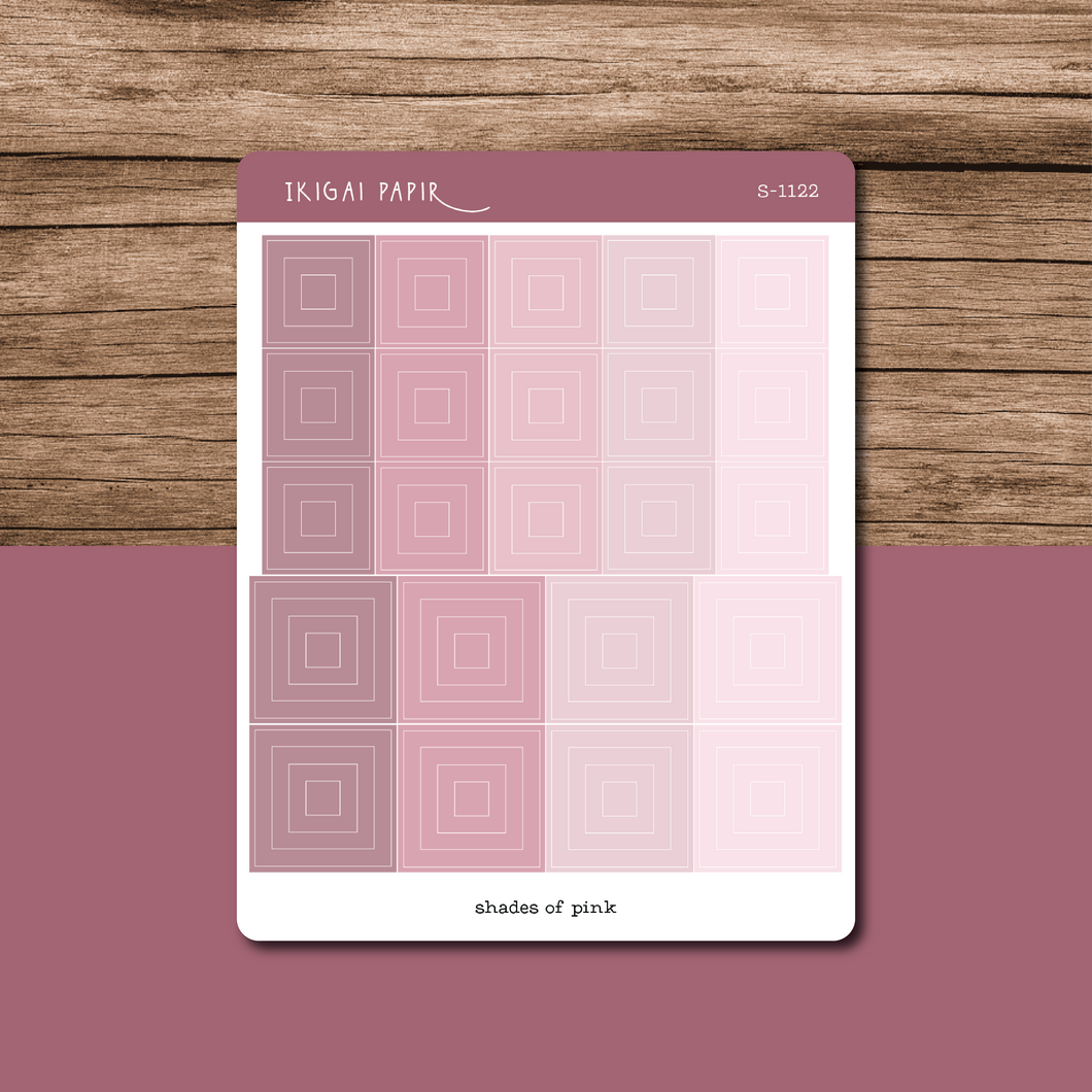 Shades of Color Squares Sticker Sheet