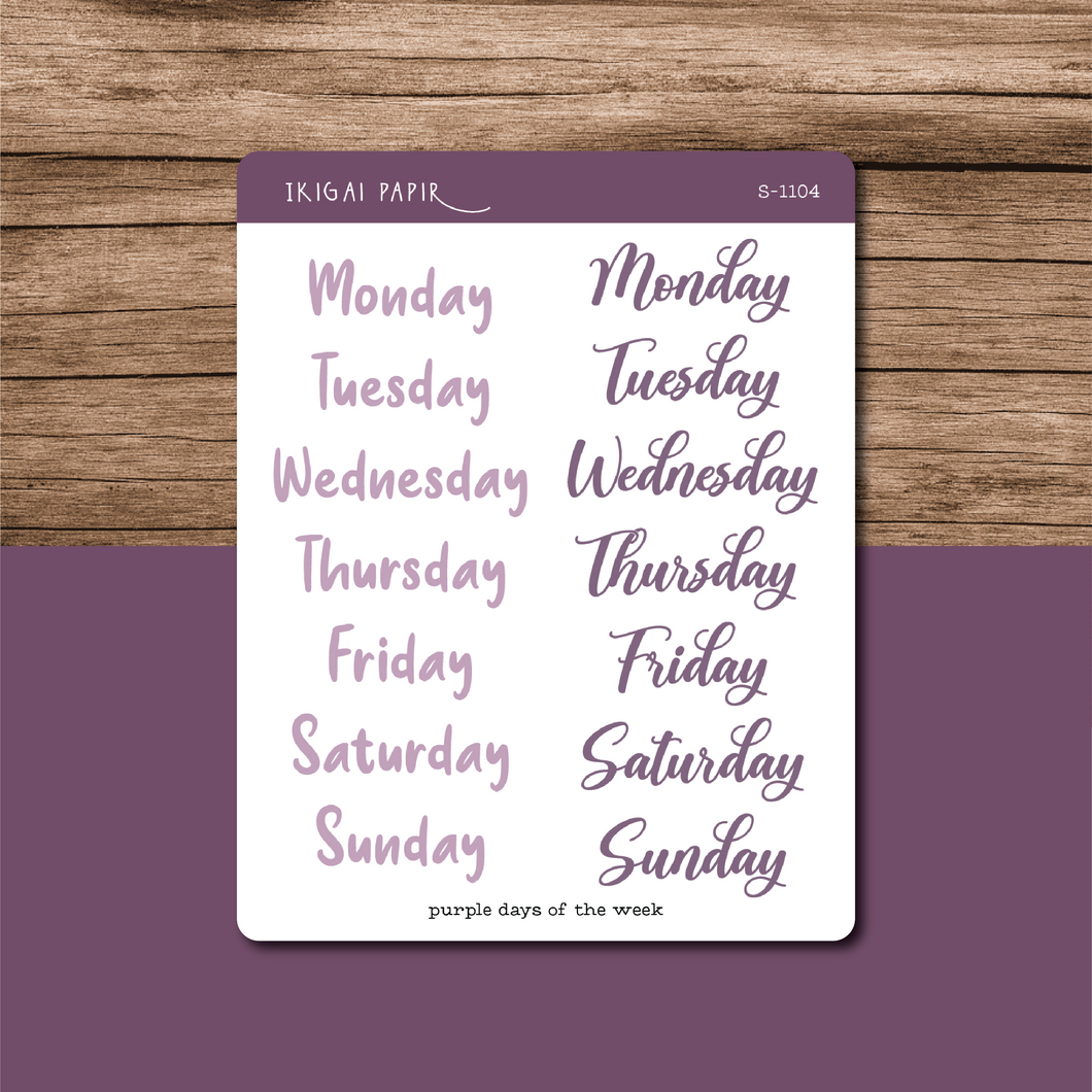 Days of the Week Sticker Sheet (ver. 1)