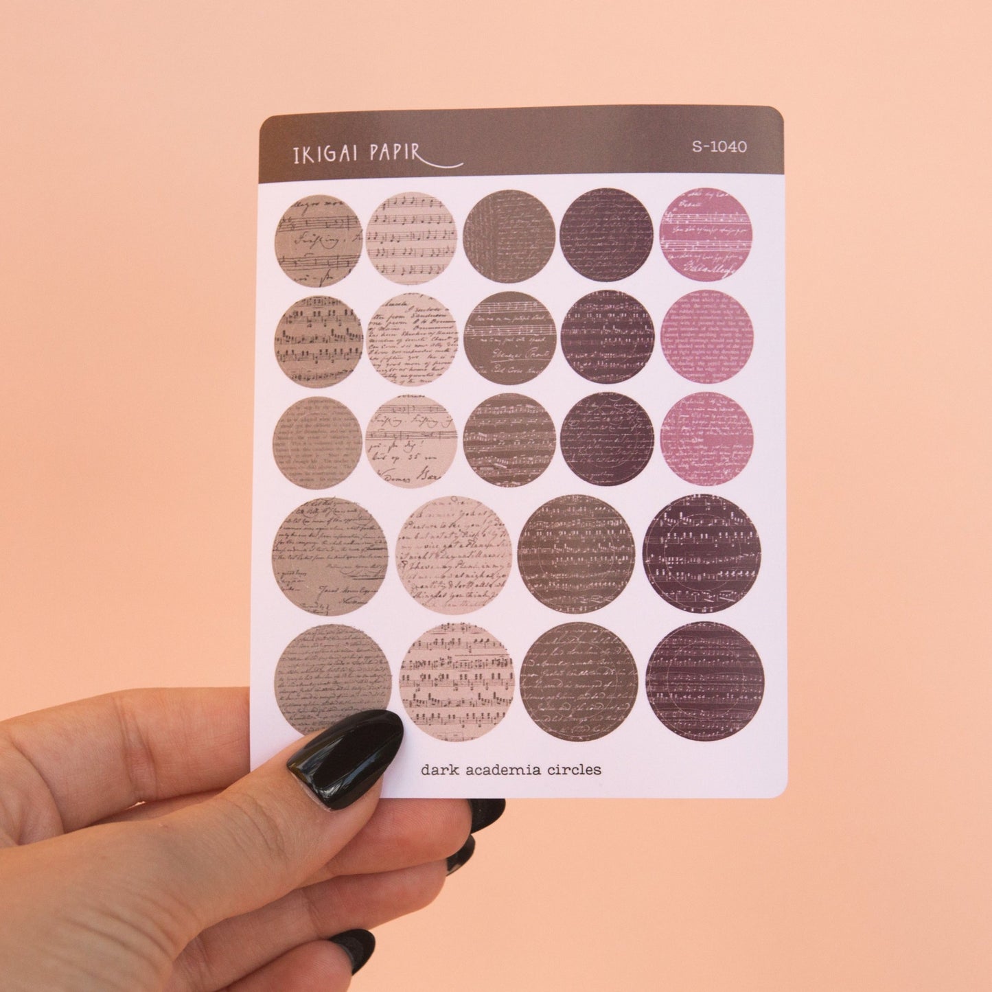 Dark Academia Circles and Eyelets Sticker Sheet