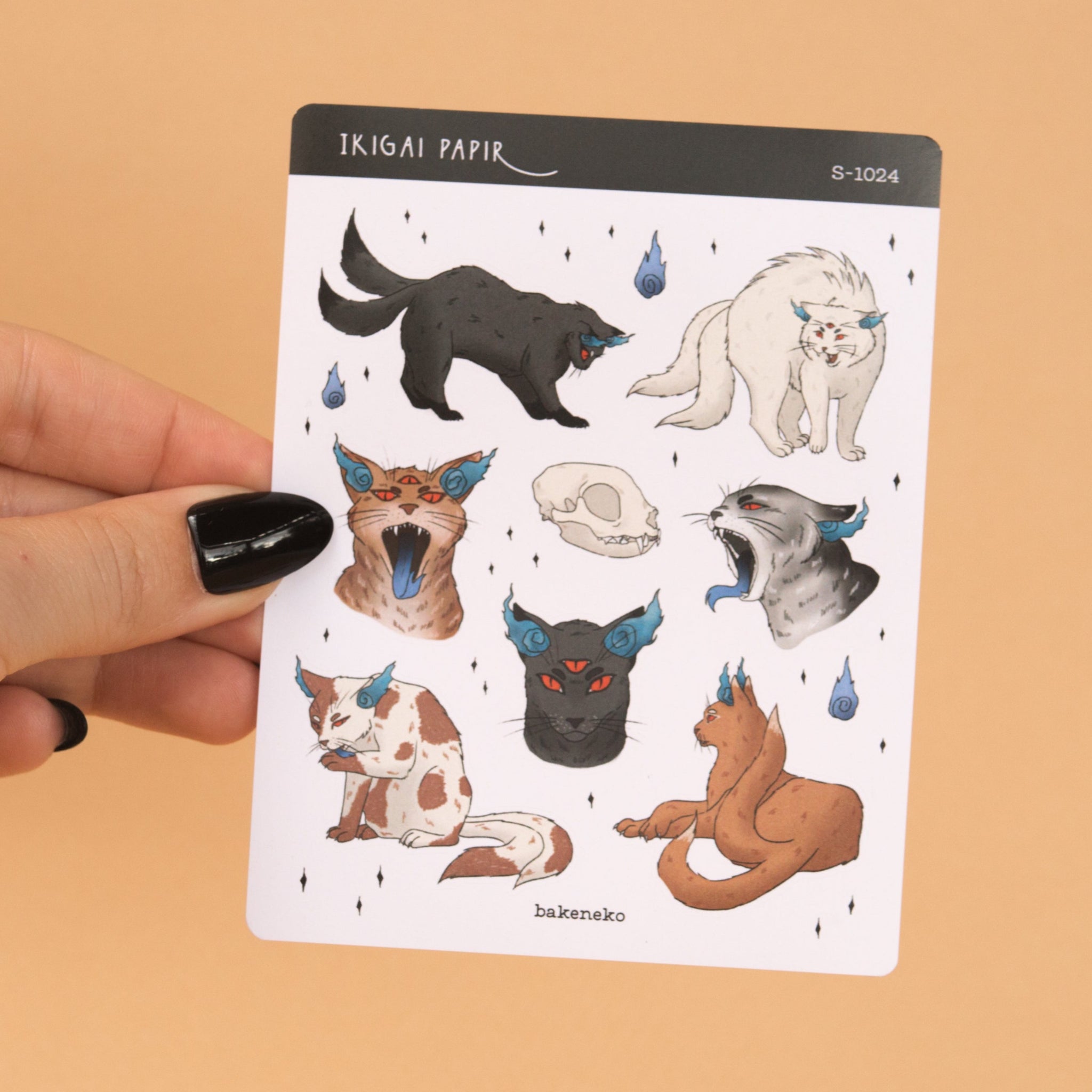 Bakeneko Demon Cat Sticker Sheet – ikigaipapir
