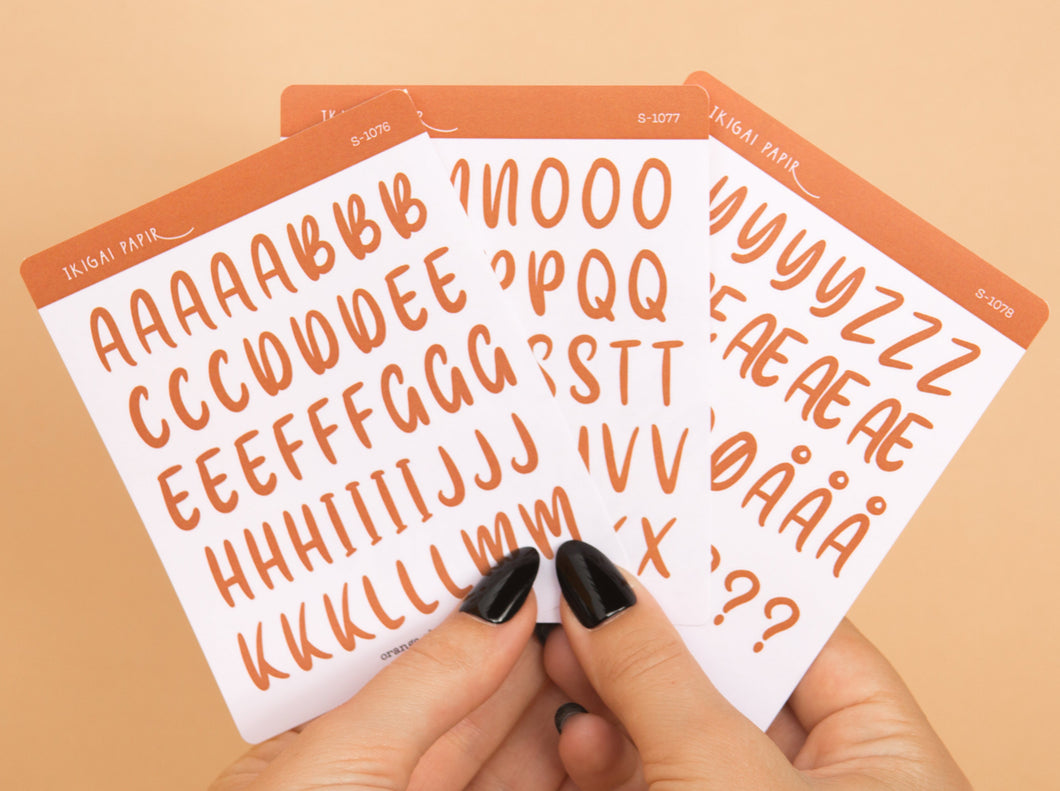Orange Alphabet Sticker Set