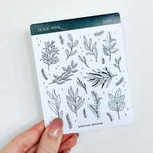 Load image into Gallery viewer, Botanical Sketches Sticker Sheet (Gold/Silver/Black)
