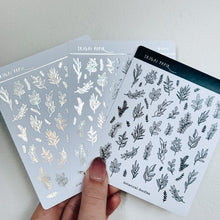 Load image into Gallery viewer, Botanical Doodles Sticker Sheet (Gold/Silver/Black)
