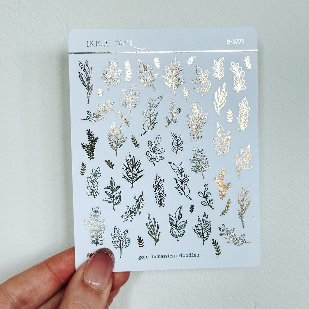 Botanical Doodles Sticker Sheet (Gold/Silver/Black)