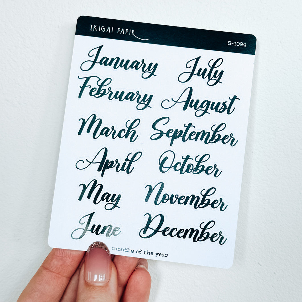 Months of the Year Sticker Sheet (Flourishing)
