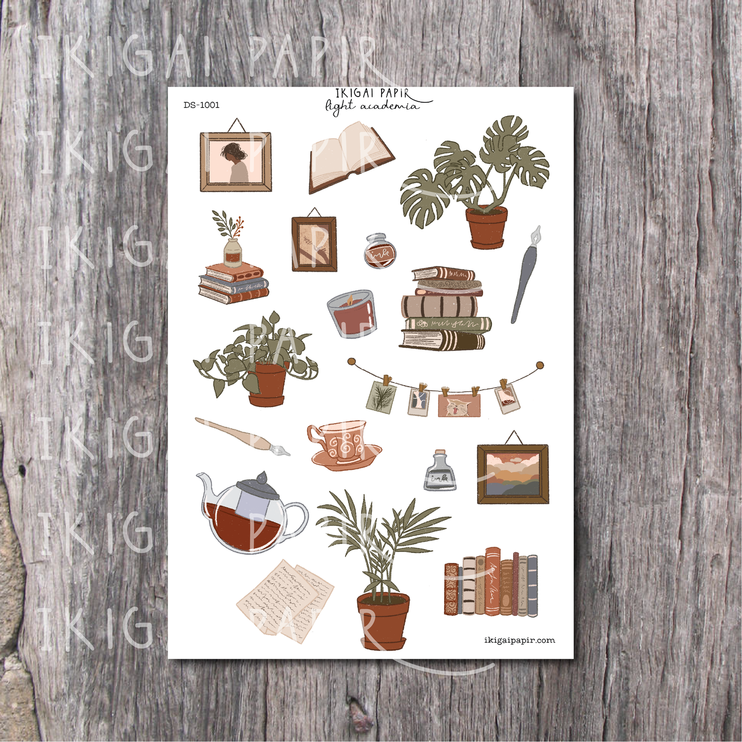 Light Academia printable sticker sheet