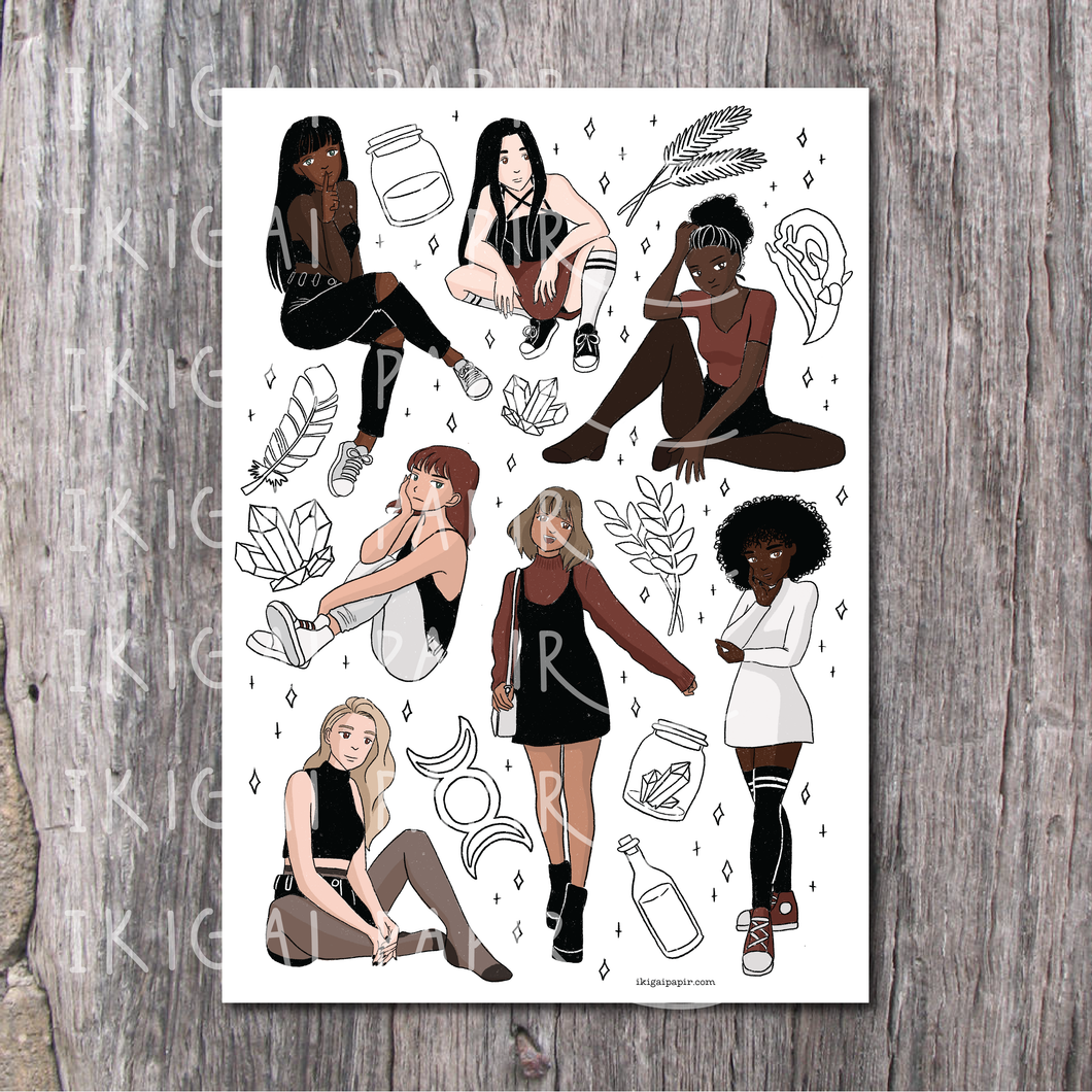 Independent Witches printable sticker sheet