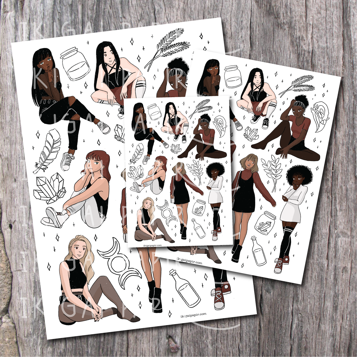 Independent Witches printable sticker sheet