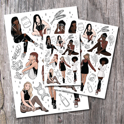 Independent Witches printable sticker sheet